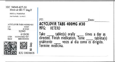 Image Description (Acyclovir 400mg  30ct    54348 627 30)